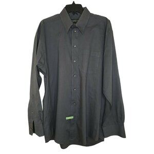 Men Gray Kenneth Cole New York Embroidered Sleeve Shirt Size 16 1/2 34/35